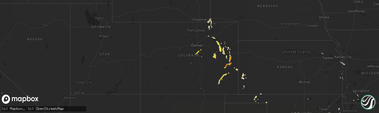 Hail map in Colorado on July 3, 2020