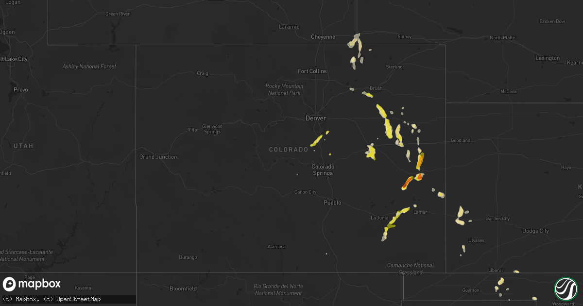 Hail map in Colorado on July 3, 2020