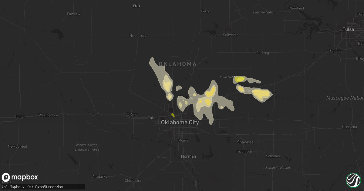 Hail map in Edmond, OK on July 3, 2020