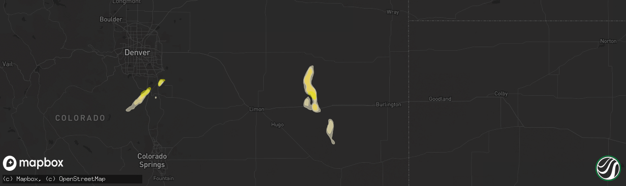 Hail map in Flagler, CO on July 3, 2020