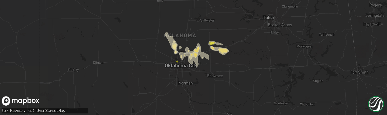 Hail map in Jones, OK on July 3, 2020