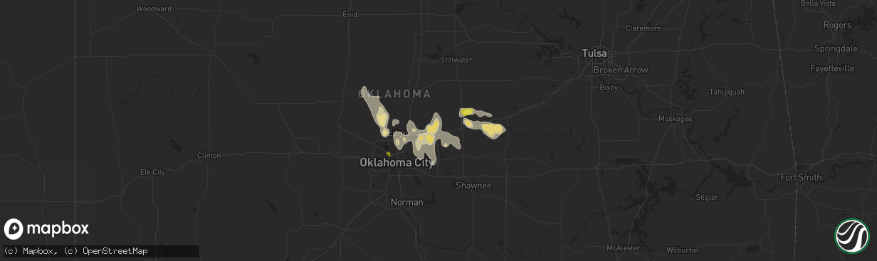 Hail map in Luther, OK on July 3, 2020