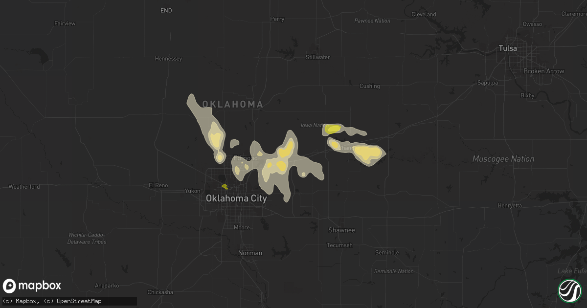 Hail map in Luther, OK on July 3, 2020