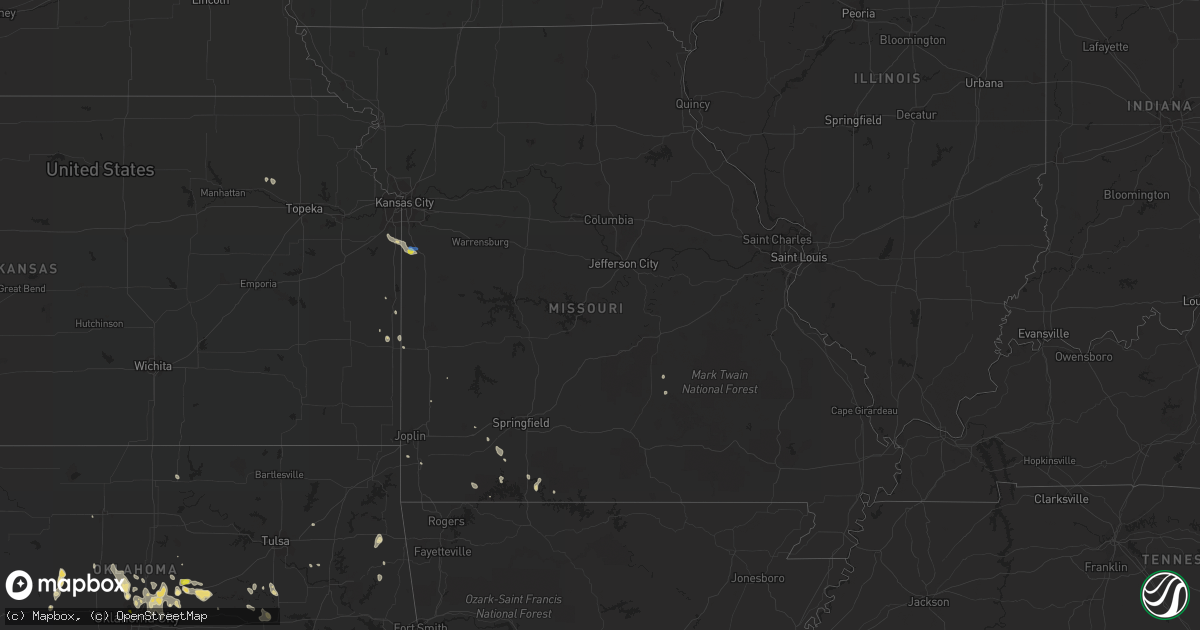Hail map in Missouri on July 3, 2020