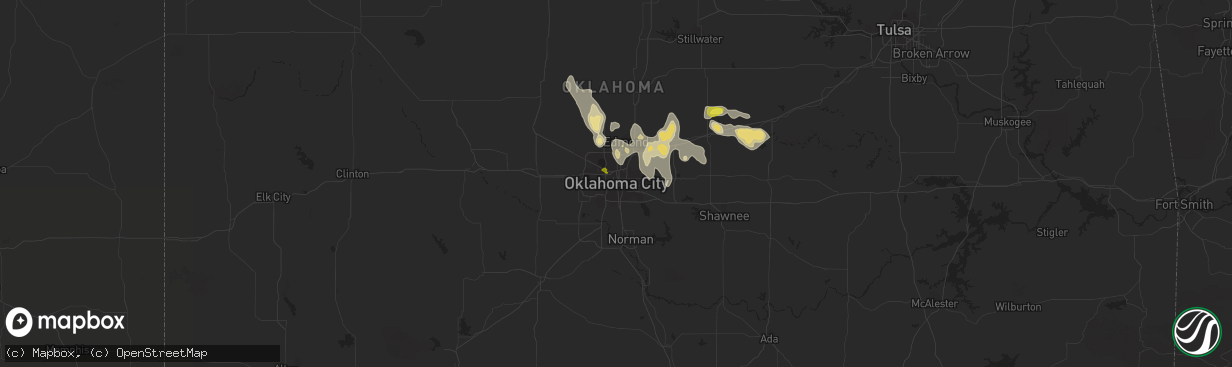 Hail map in Oklahoma City, OK on July 3, 2020