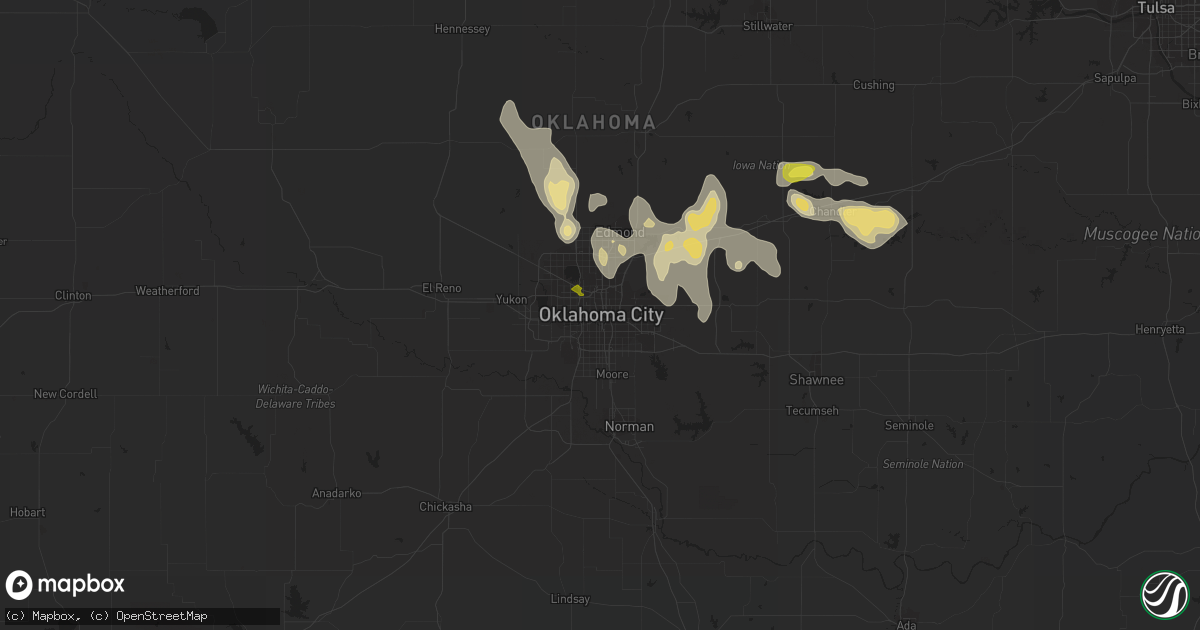 Hail map in Oklahoma City, OK on July 3, 2020