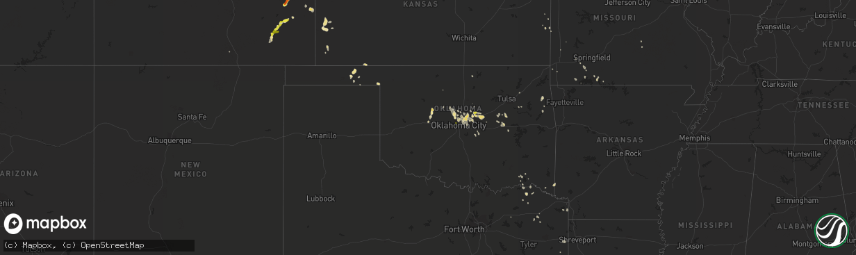 Hail map in Oklahoma on July 3, 2020