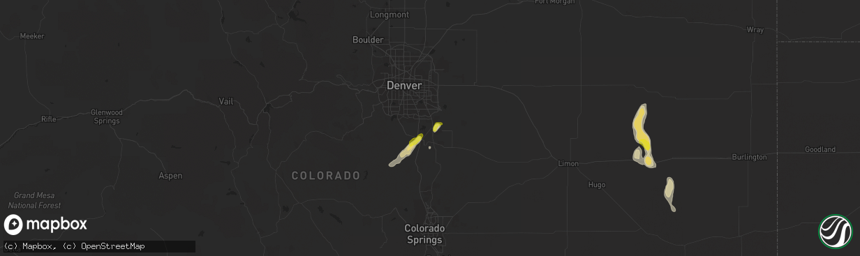 Hail map in Parker, CO on July 3, 2020