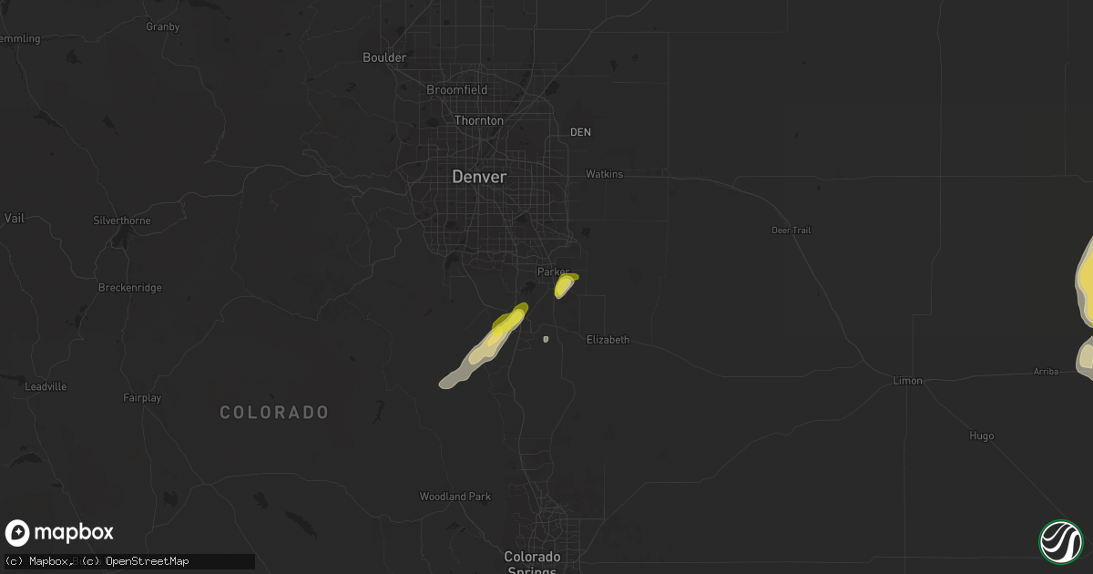 Hail map in Parker, CO on July 3, 2020