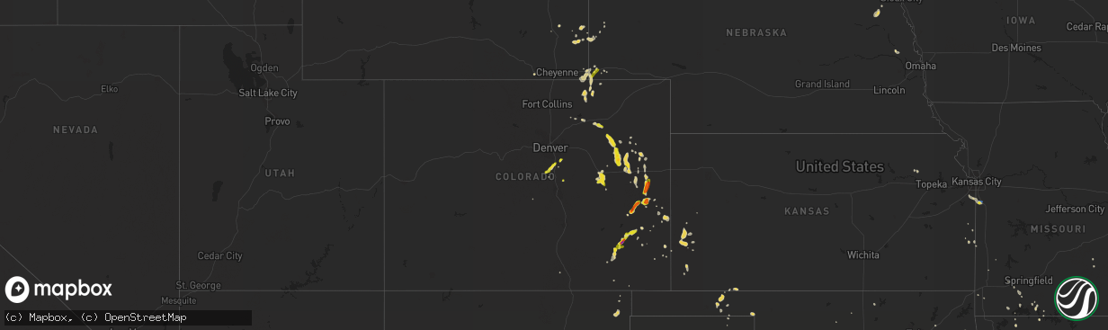 Hail map on July 3, 2020