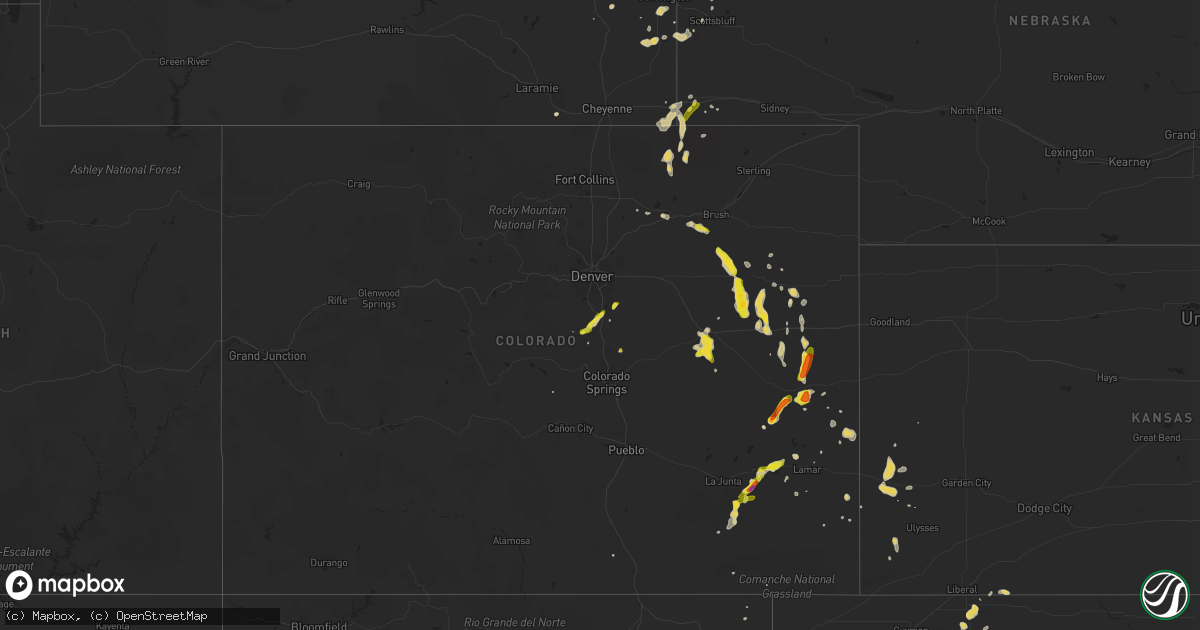 Hail map on July 3, 2020