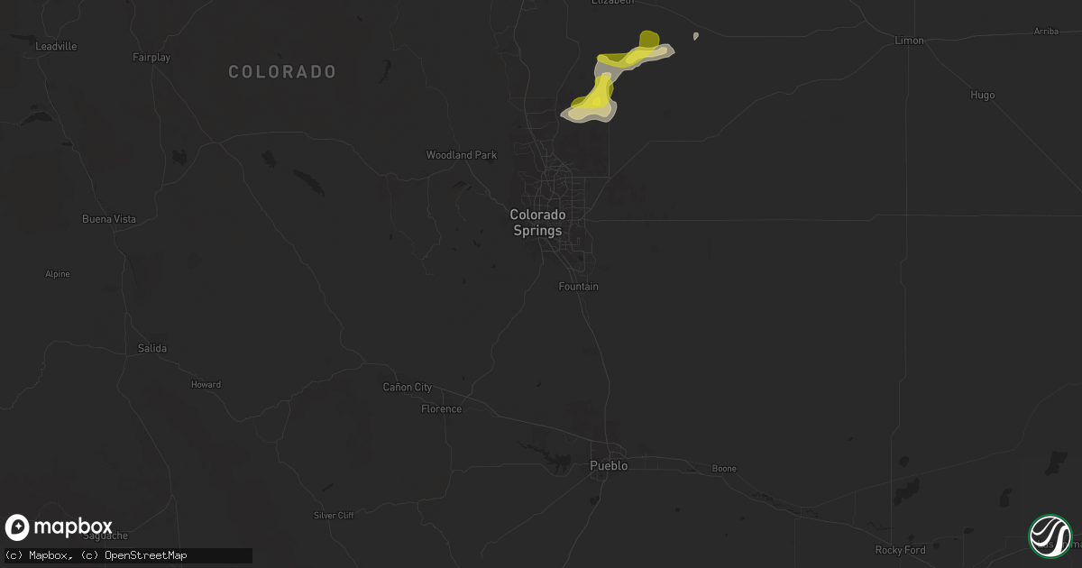 Hail map in Colorado Springs, CO on July 3, 2021