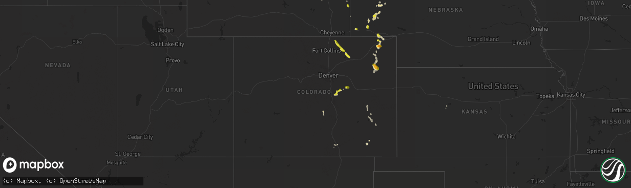 Hail map in Colorado on July 3, 2021