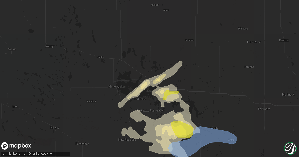 Hail map in Devils Lake, ND on July 3, 2021