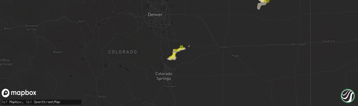 Hail map in Elbert, CO on July 3, 2021