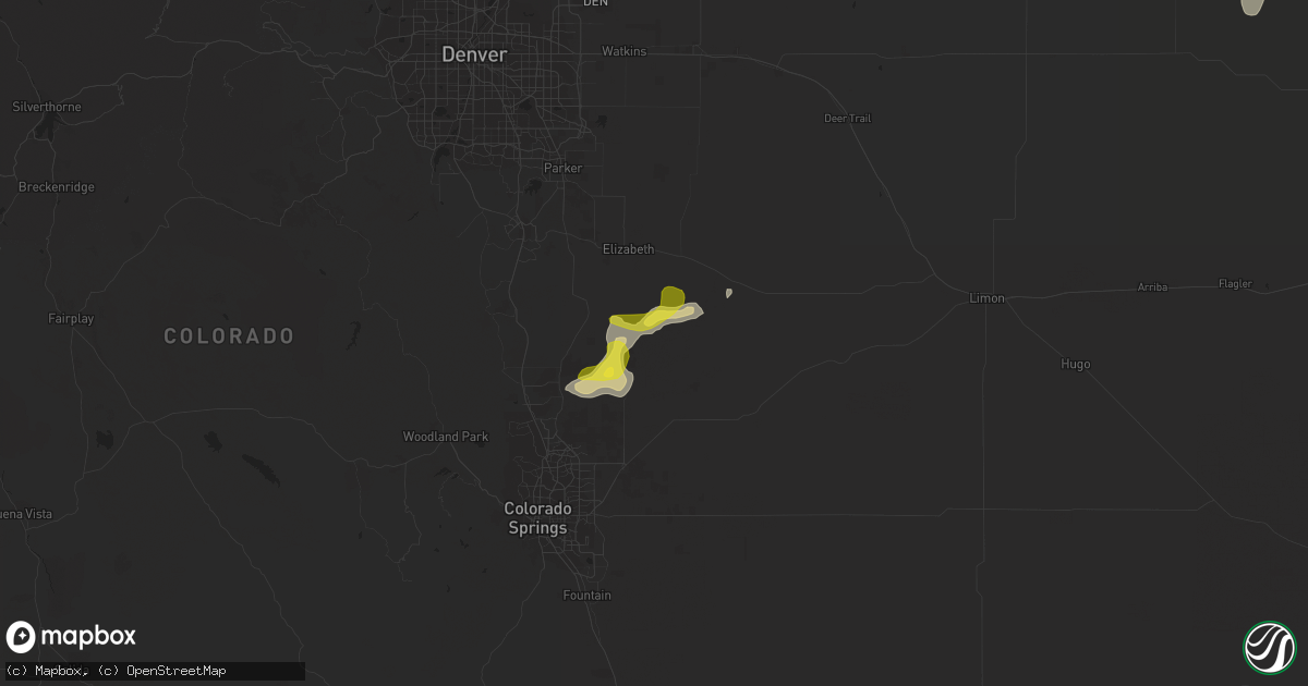 Hail map in Elbert, CO on July 3, 2021