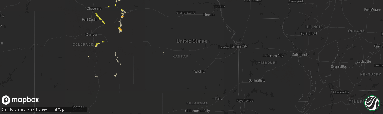 Hail map in Kansas on July 3, 2021