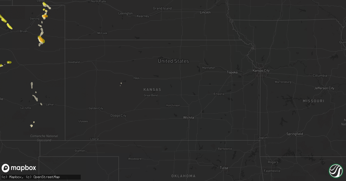 Hail map in Kansas on July 3, 2021