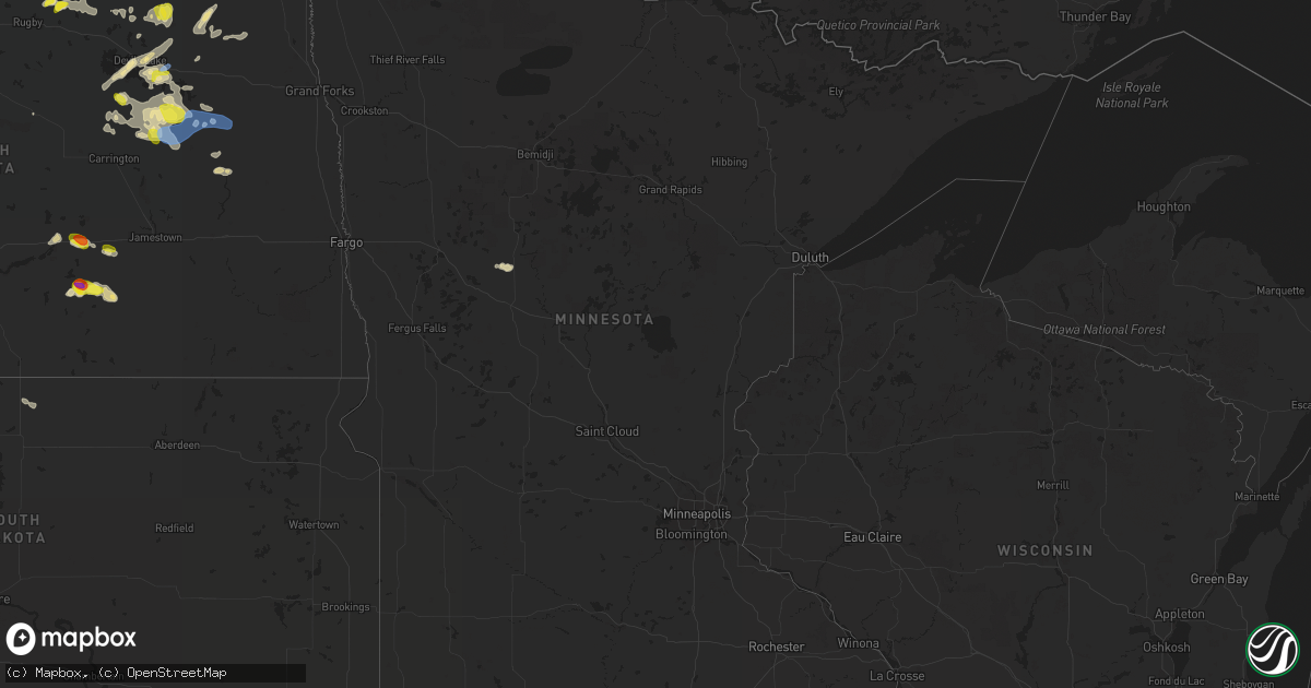 Hail map in Minnesota on July 3, 2021