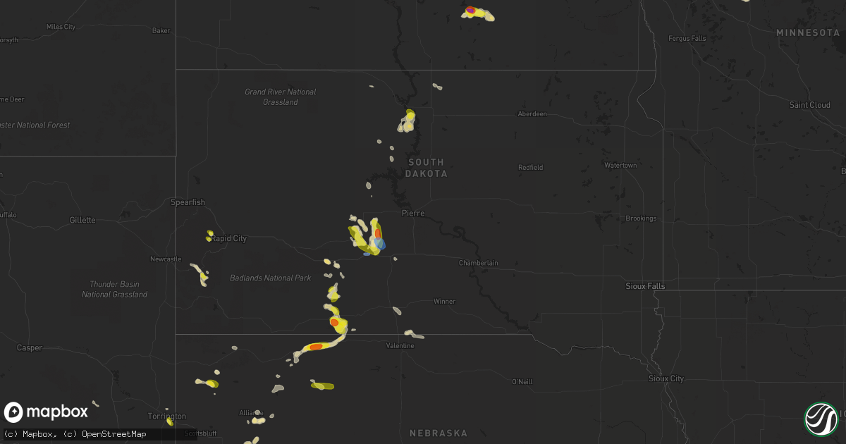 Hail map in South Dakota on July 3, 2021
