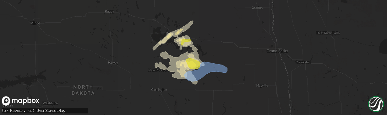 Hail map in Tolna, ND on July 3, 2021