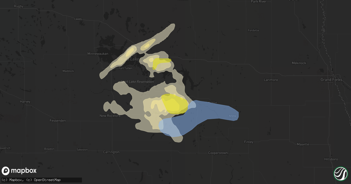 Hail map in Tolna, ND on July 3, 2021