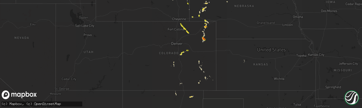 Hail map on July 3, 2021