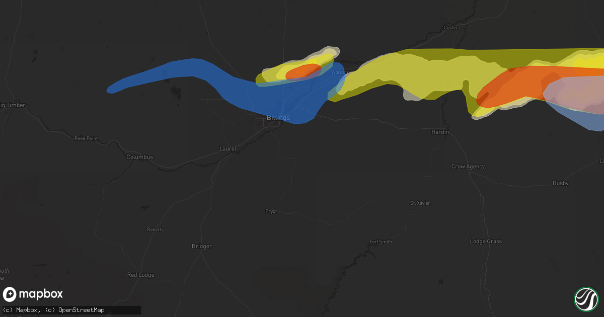 Hail map in Billings, MT on July 3, 2022