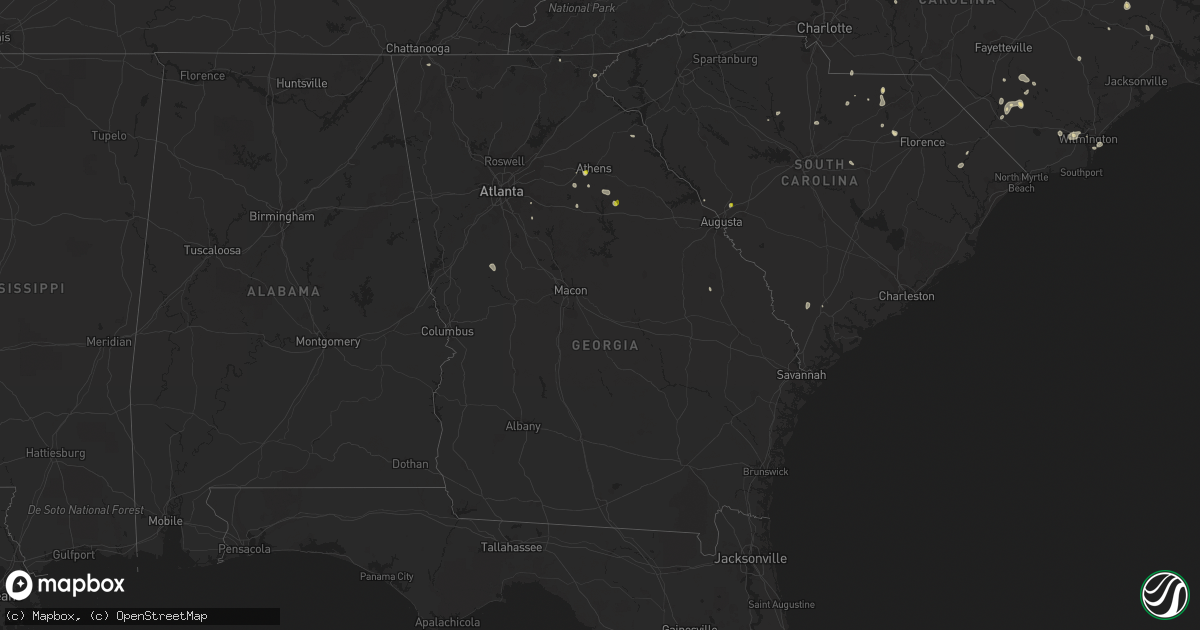 Hail map in Georgia on July 3, 2022