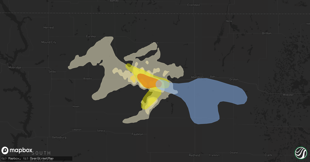 Hail map in Ipswich, SD on July 3, 2022