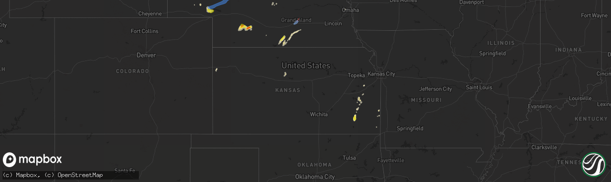 Hail map in Kansas on July 3, 2022