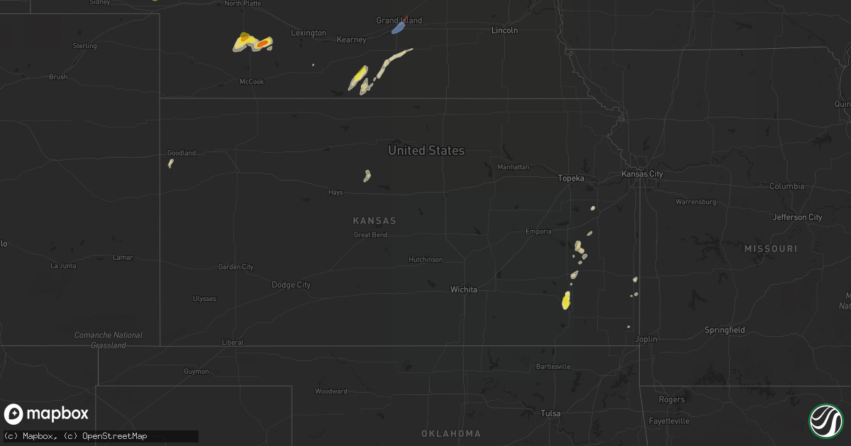 Hail map in Kansas on July 3, 2022