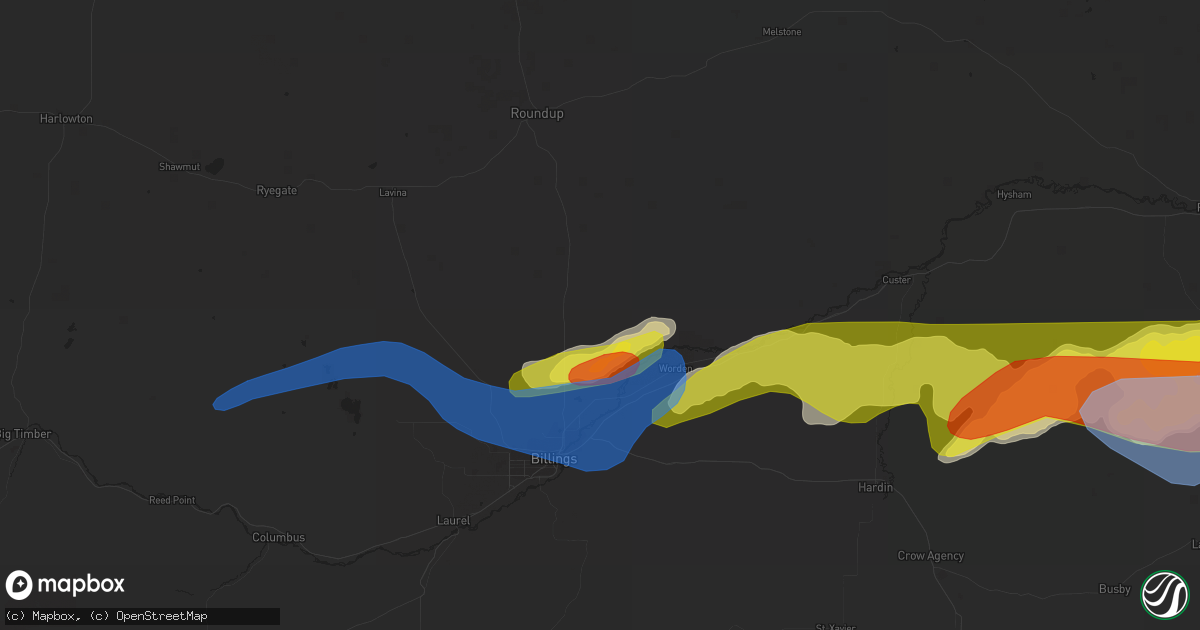 Hail map in Shepherd, MT on July 3, 2022