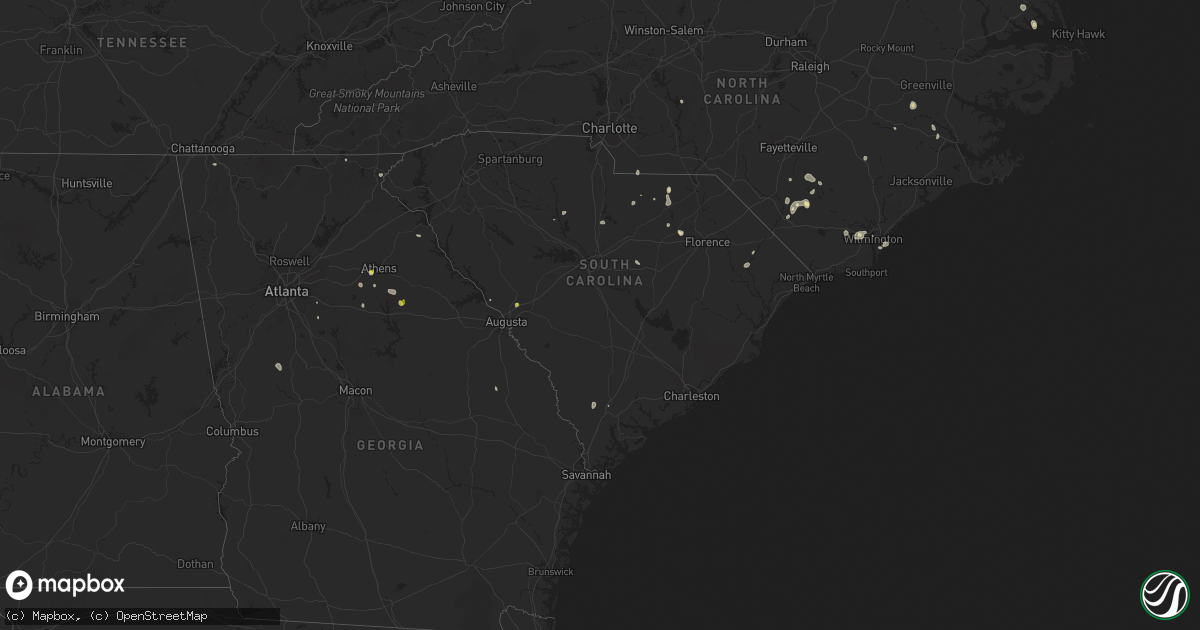 Hail map in South Carolina on July 3, 2022
