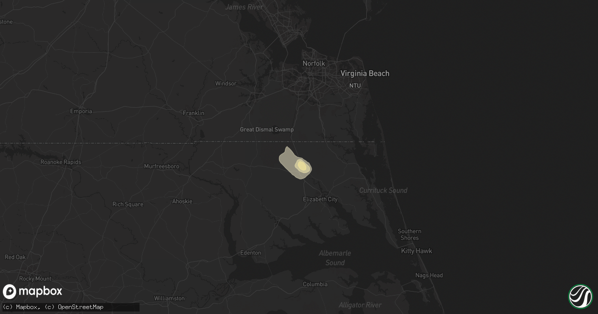Hail map in South Mills, NC on July 3, 2022