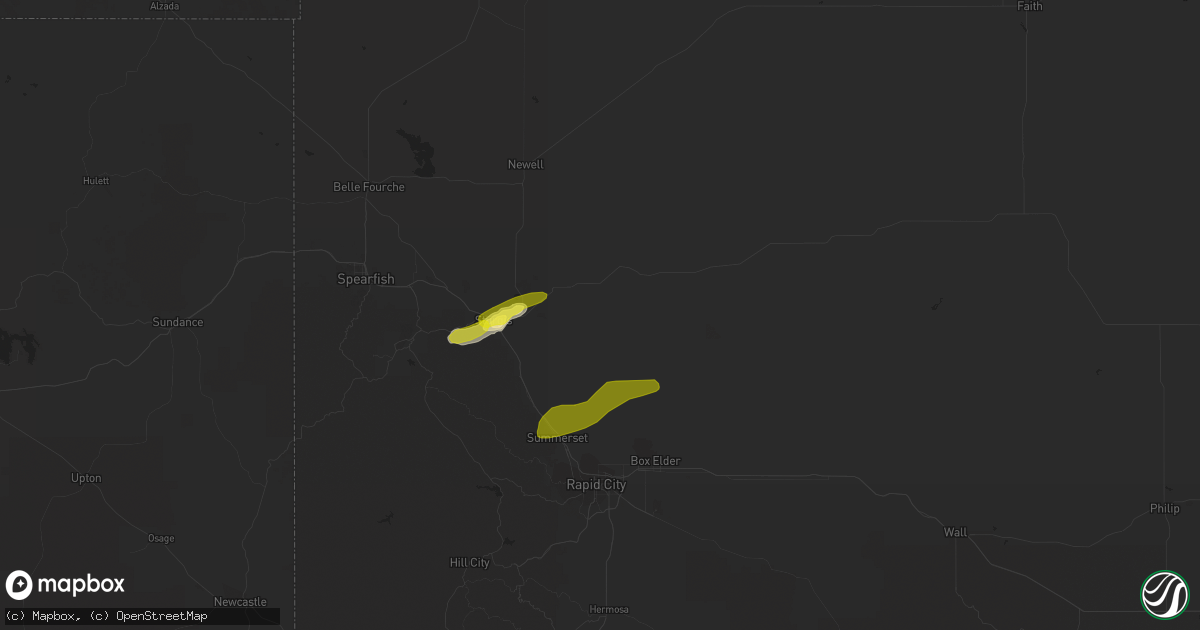 Hail map in Sturgis, SD on July 3, 2022
