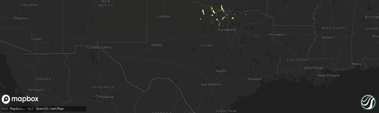 Hail map in Texas on July 3, 2022