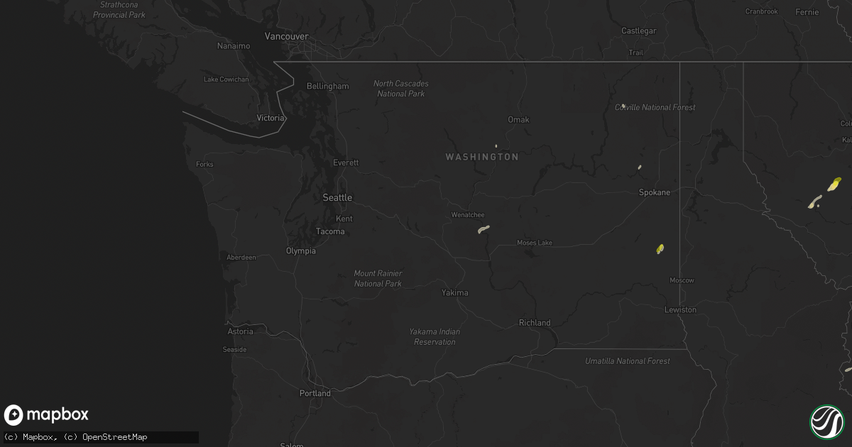 Hail map in Washington on July 3, 2022