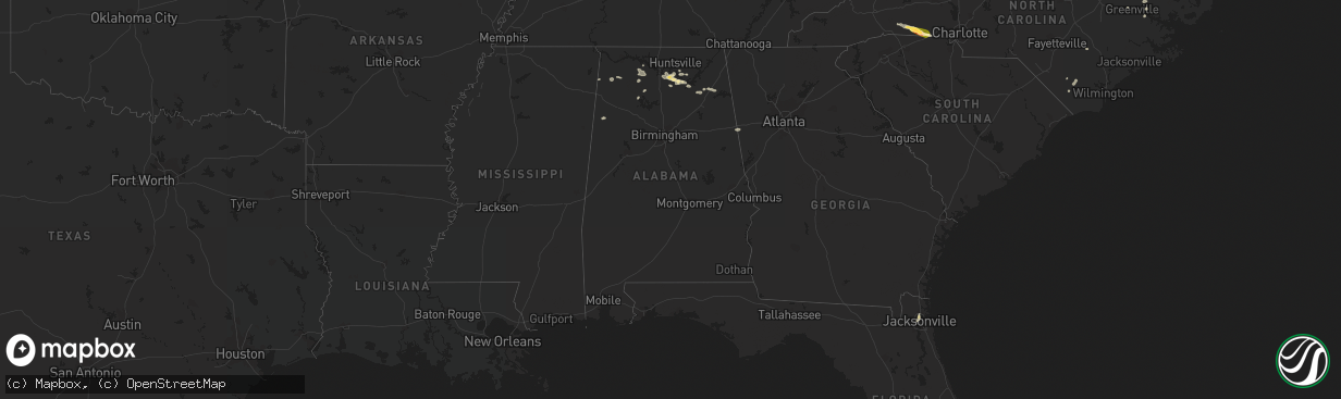 Hail map in Alabama on July 3, 2023