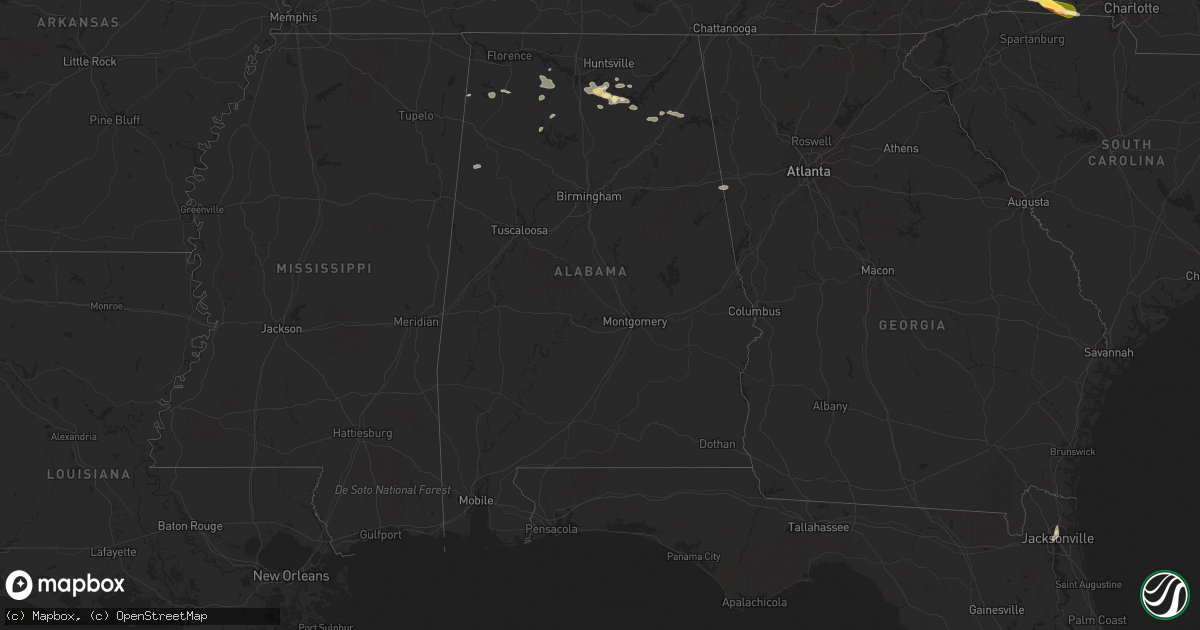 Hail map in Alabama on July 3, 2023