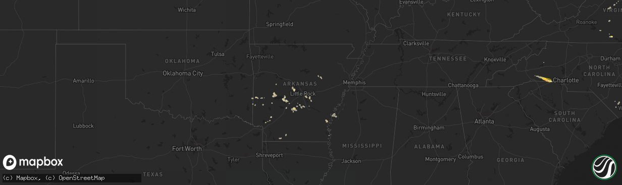 Hail map in Arkansas on July 3, 2023