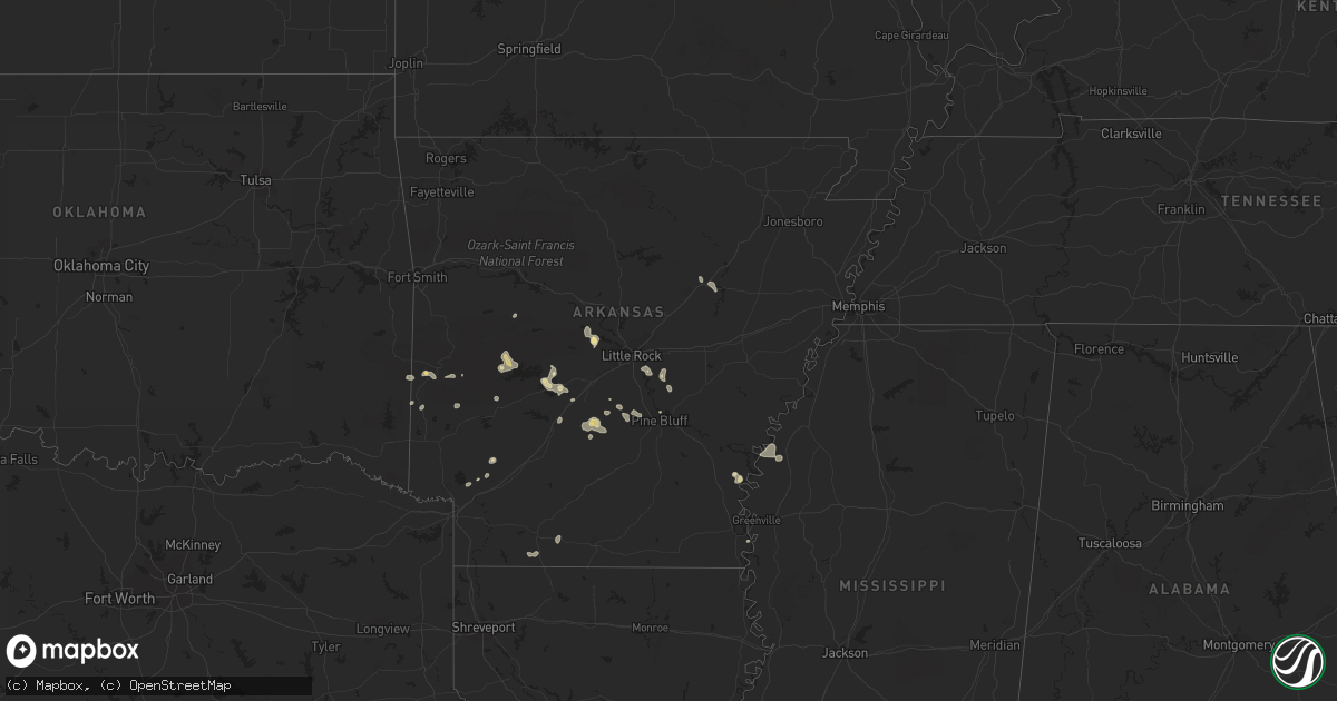 Hail map in Arkansas on July 3, 2023