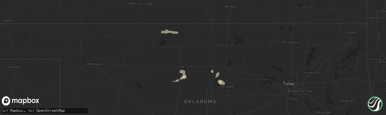 Hail map in Enid, OK on July 3, 2023