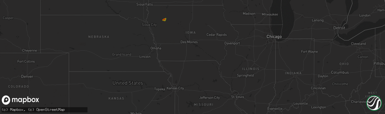 Hail map in Iowa on July 3, 2023