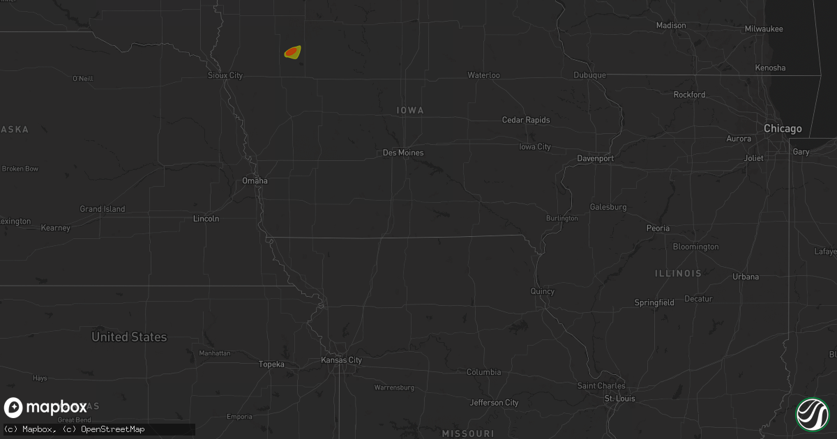 Hail map in Iowa on July 3, 2023