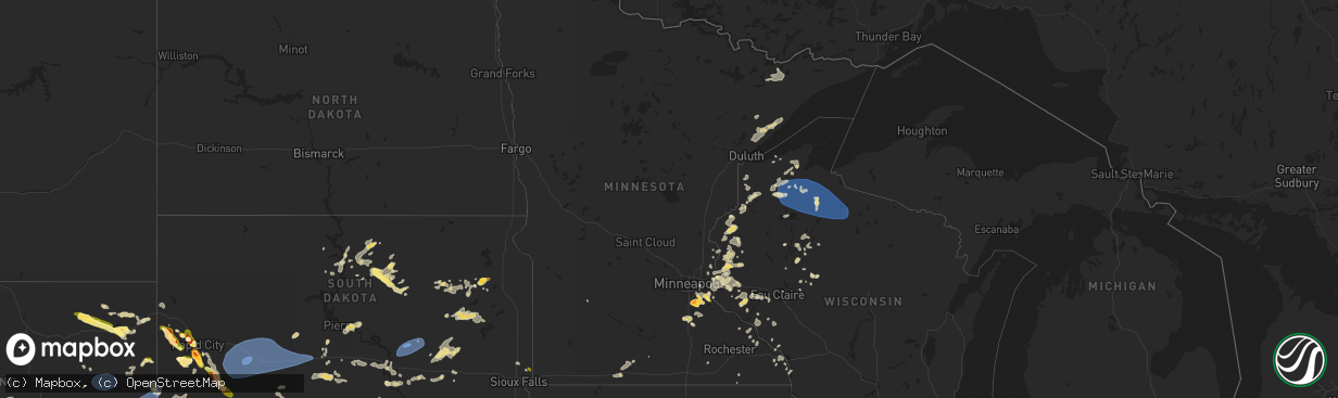 Hail map in Minnesota on July 3, 2023