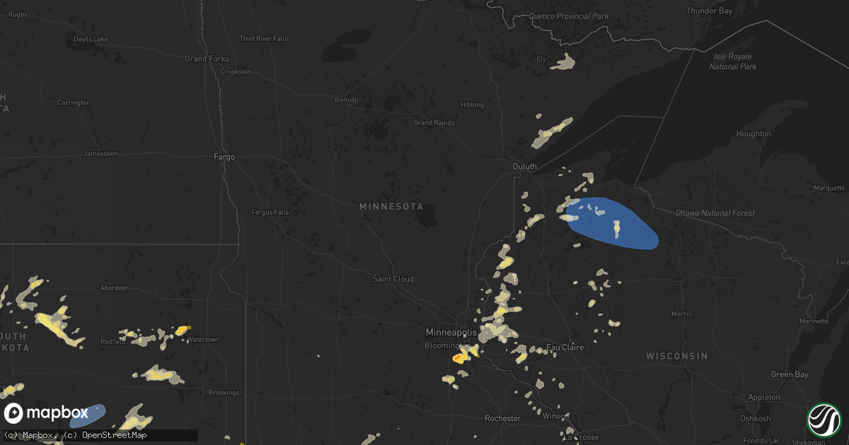Hail map in Minnesota on July 3, 2023