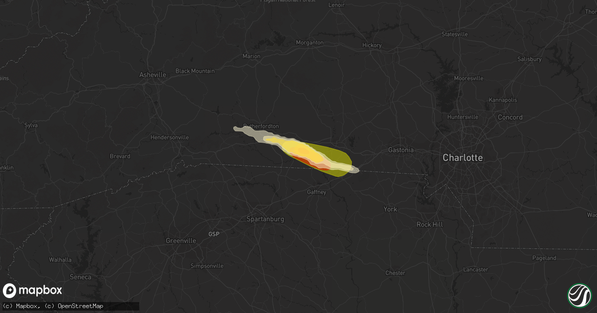 Hail map in Mooresboro, NC on July 3, 2023