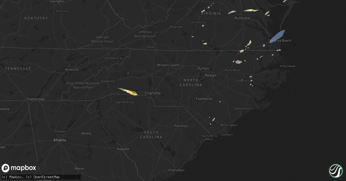 Hail map in North Carolina on July 3, 2023