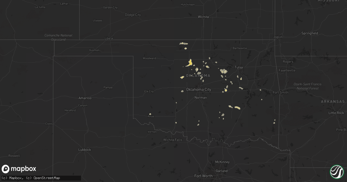 Hail map in Oklahoma on July 3, 2023